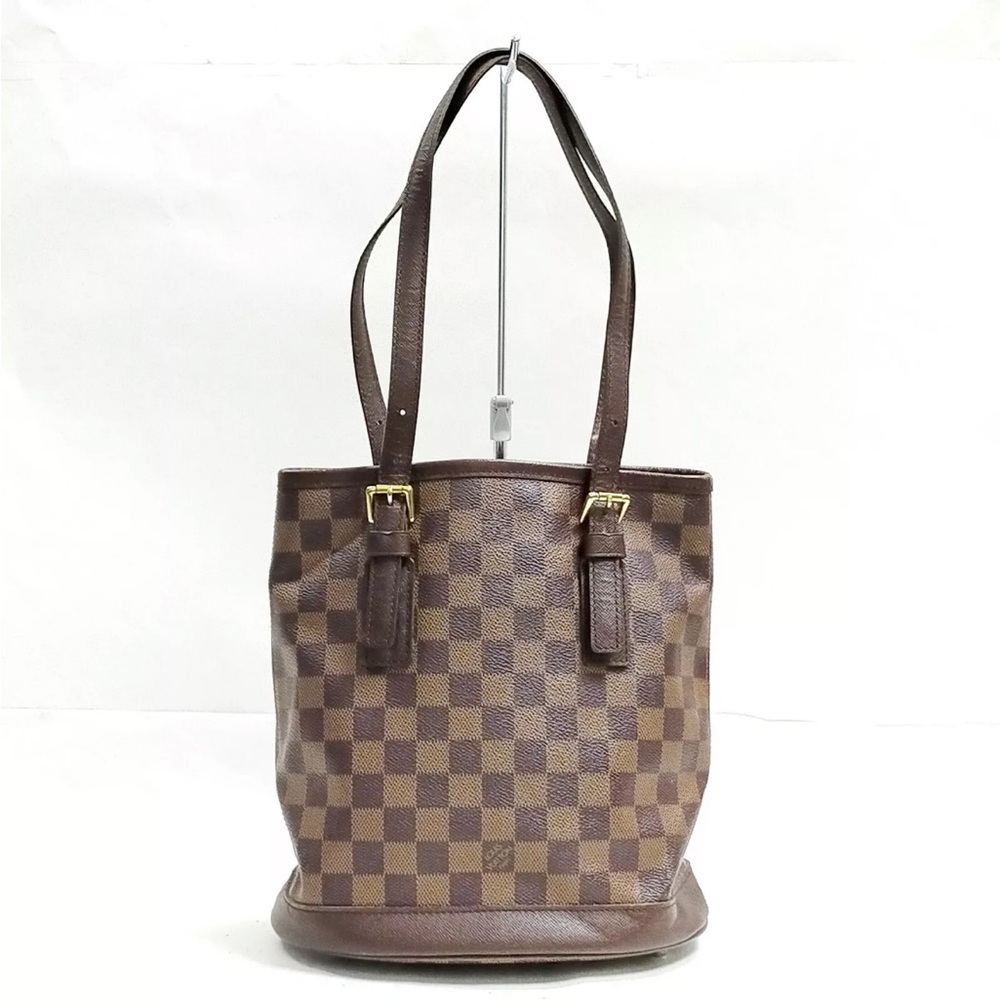 Authentic Louis Vuitton LV Ebene Bucket Bag  Brown Damier